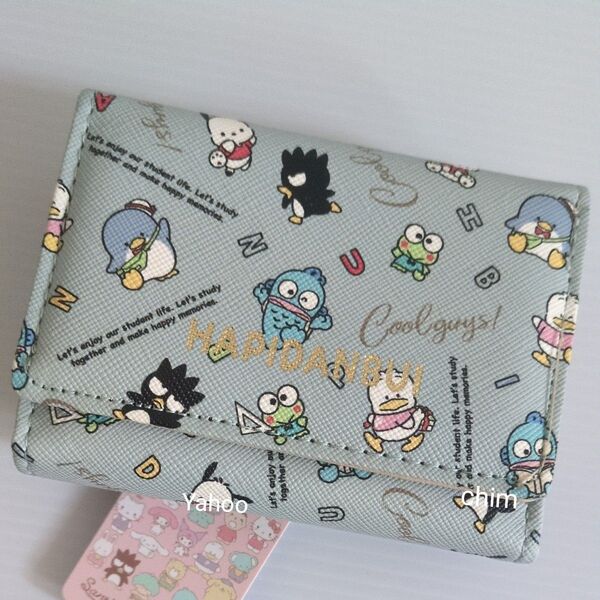 サンリオ 財布 はぴだんぶい 三つ折り財布 がま口 サイフ sanrio ポチャッコ ばつ丸 ハンギョドン タキシードサム