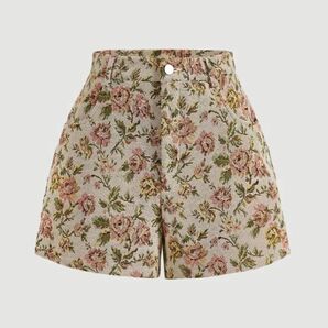 【輸入品】花柄ゴブランショートパンツ ヴィンテージ調 レトロ