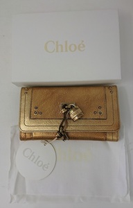  new goods unused goods Chloe long wallet antique style Gold gold color 8EP041 pills pado lock folding in half long wallet pa DIN ton Chloe PADDINGTON