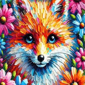 ALL フェアリーダストビーズ ダイヤモンドアートキット フォックス 花 A3サイズ