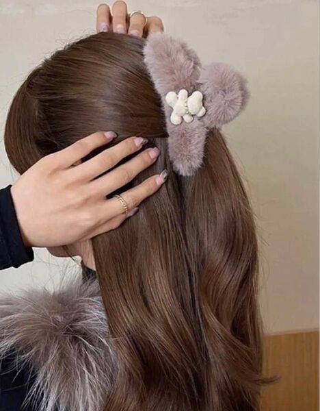 1点モノ 髪飾り ヘアアレンジ ぬいぐるみの髪の爪 クマ バンスクリップ