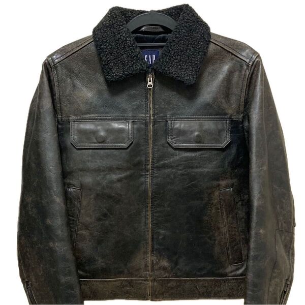 OLD GAP レザーボアジャケット 90s オールドギャップ 紺タグ XSサイズ