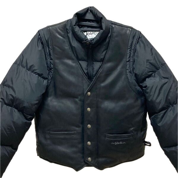 Schott / ショット ダウンジャケット レザー切り替 2way ベスト サイズ40