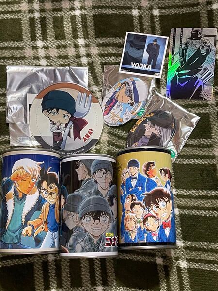 名探偵コナン 非売品 コナン展 缶バッジ アクリルコースター 缶型小物入れ コンプリート 赤井秀一 怪盗キッド ジン カード