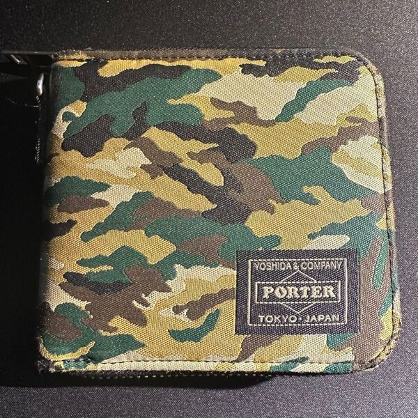 ポーター PORTER ポーター ギリー ウォレット ウッドランドカモ 二つ折り財布 ラウンドファスナー