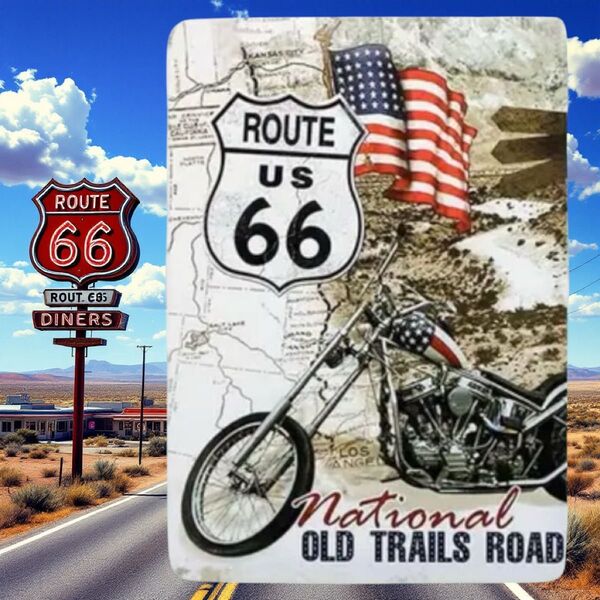 K-388 ブリキ看板 ROUTE66 OLD アメリカン 雑貨 レトロ ルート66 ブリキ 看板 ウォールデコレーション