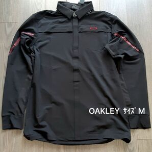 新品 OAKLEY オークリー ゴルフ長袖ポロシャツ UPF30 吸汗速乾 黒M