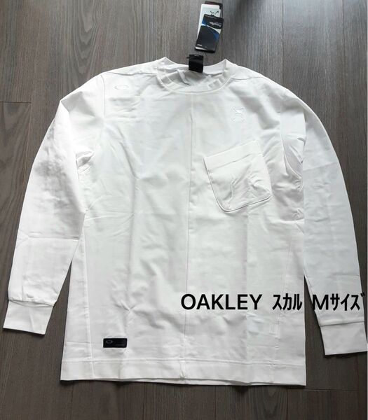 新品 OAKLEY オークリー スカル ゴルフ 長袖クルーネック UPF50 白 Msize