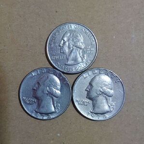 アメリカ 25セント 硬貨 3枚 1972年 1974年 2000年