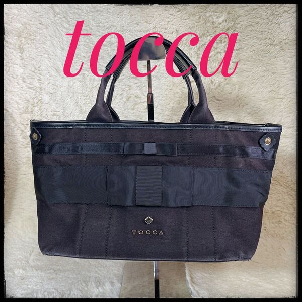 トッカ TOCCA ハンドバッグ リボン ブラック 花柄