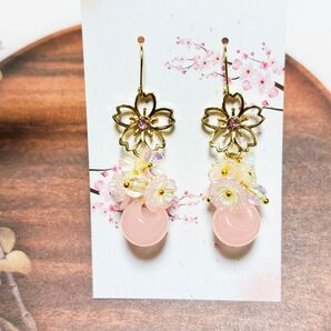 桜のピアス/イヤリング No.1427 ハンドメイド ※チャーム/キーホルダー変更も可能です※
