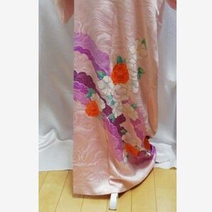 付け下げ m 着物 花柄 流水模様 リユース品