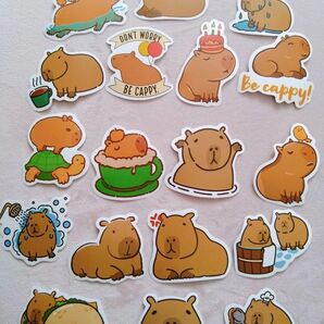 可愛いカピバラのステッカーセット シール 50枚入 防水 装飾 DIY 動物 かわいい