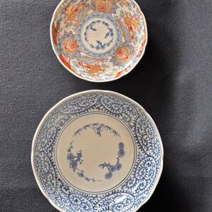 美濃焼 龍峰窯 染付蛸唐草文鉢 金彩色絵獅子牡丹図皿 松竹梅紋二点まとめ