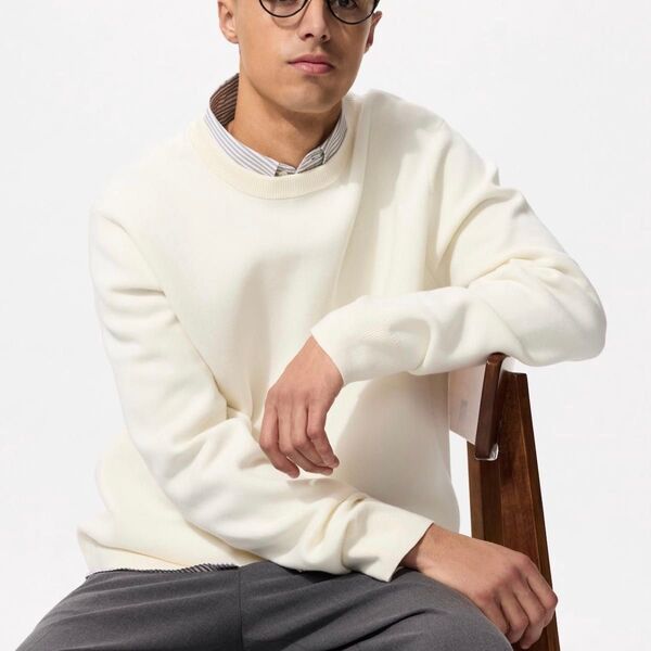 UNIQLO ウォッシャブルミラノリブクルーネックセーター XL ユニクロ