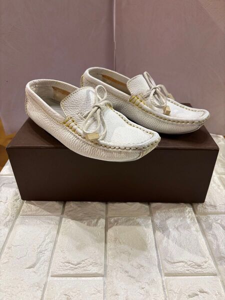 #美品#ルイヴィトン#ホワイトレザー ローファー #革靴ドライビングシューズ34
