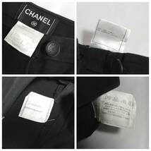 2C0107【本物保証】シャネル ストレッチ コットン パンツ ブラック 黒 ココマーク ロゴ ボタン 38 CHANEL_画像5