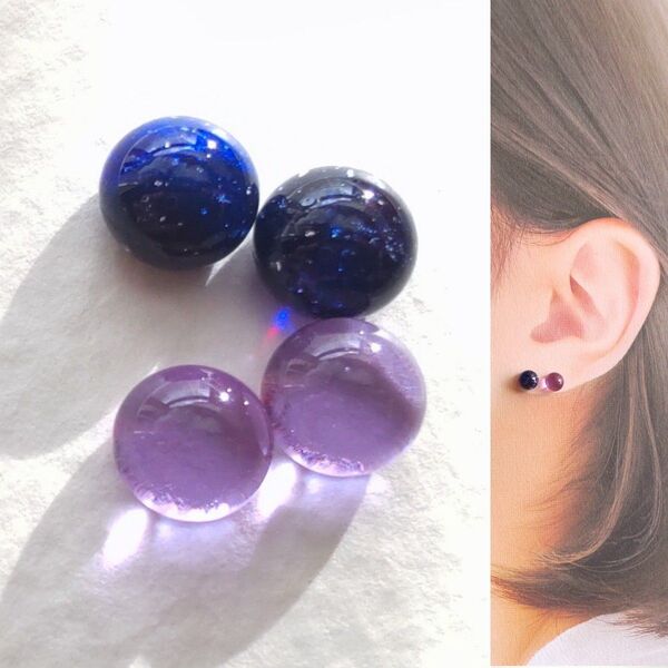 【21G/18G/16G】サージカルステンレスピアス イヤリング ボディピアス ガラスナギット2ペア No.632