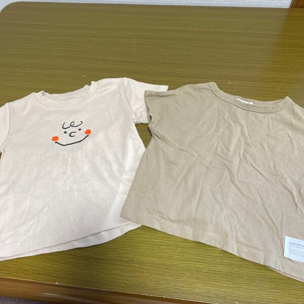 ベージュ Tシャツ 100cm 半袖 2枚セット チャーリーブラウン ペアマノン
