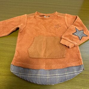 petit main 100cm オレンジ トレーナー 100cm モコモコ