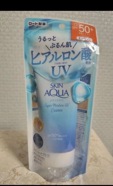 ロート製薬 スキンアクア スーパーモイスチャーUVエッセンス80g 3種ヒアルロン酸 石けんで落とせる 化粧下地にも 新品未開封品