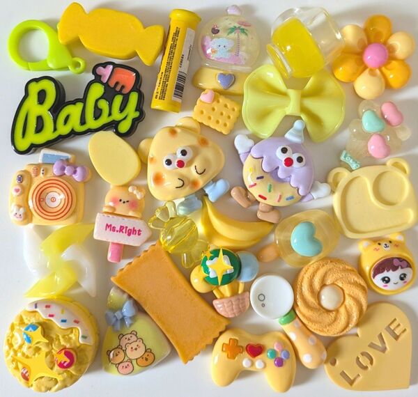☆デコパーツまとめ売り☆イエローmix