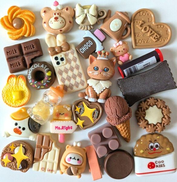 ☆デコパーツまとめ売り☆ブラウンmix