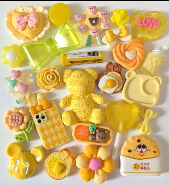 ☆デコパーツまとめ売り☆イエローmix
