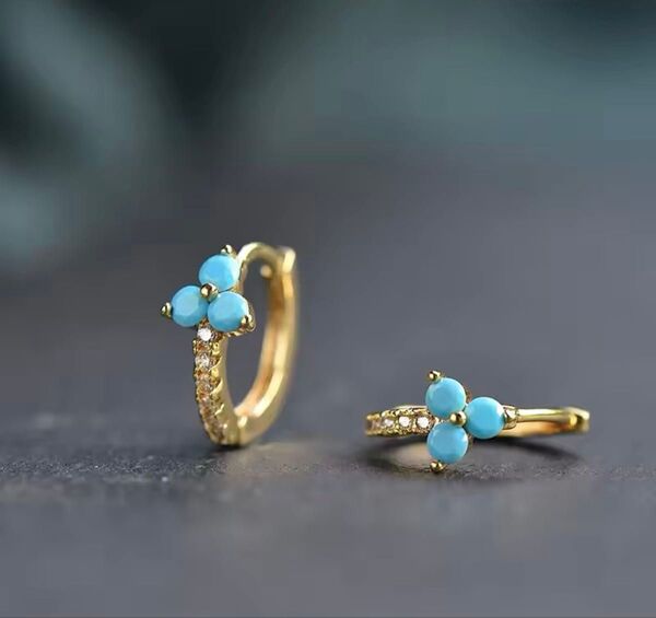 ピアス ターコイズカラー フープピアス