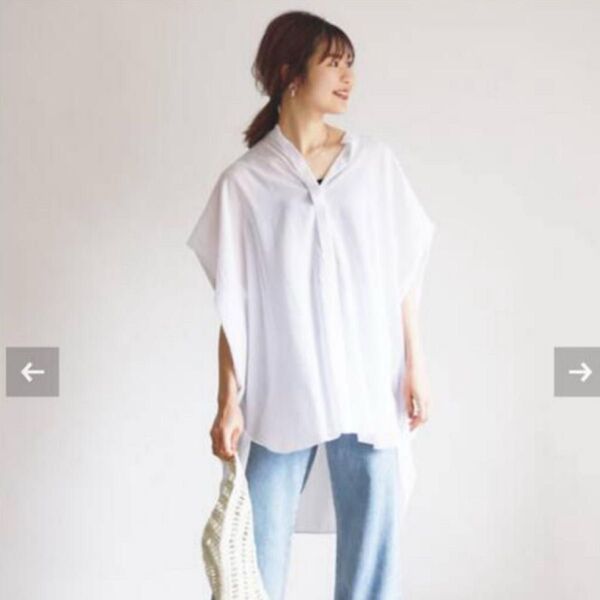 コットンレーヨンボイルフレンチスリーブブラウス