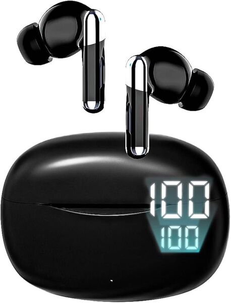 【Bluetooth5.4】ワイヤレスイヤホン カナル型 無痛装着 防水防滴 黒