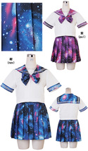 送料無料【新品】半袖セーラー服・3点セットM　必見！銀河/宇宙プリントのタイとスカート　Body Lineボディラインコスプレ衣装/ハロウィン_画像4