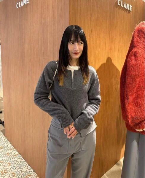 新品未使用【CLANE/クラネ】W FACE HALF ZIP YAK KNIT TOPS