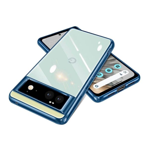 GooglePixel 6 ケース 透明 耐衝撃 耐久性 薄型軽量 TPU素材 落下防止ストラップホール付き6.4インチ(ブルー)