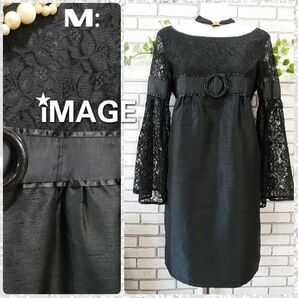 M:極美品★パーティーワンピース/イマージュ★レース・ブラック
