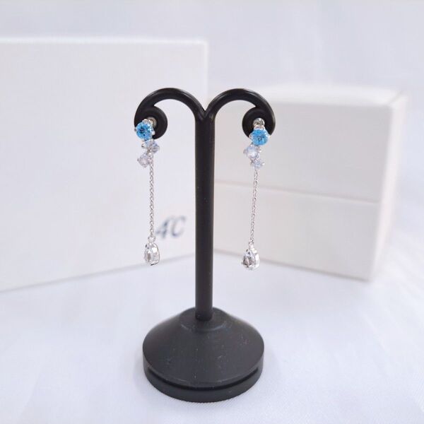 4℃ ヨンドシー ピアス K10 ホワイトゴールド アクアマリン 2way
