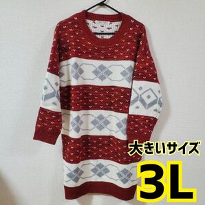 ロングセーター 3L 大きいサイズ ニット