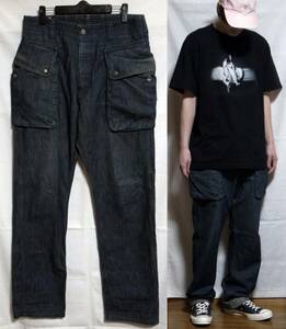 ★即決★ SASSAFRAS ササフラス デニムパンツ S 大きいポケット フォールリーフ デニム インディゴ Fall Leaf Denim Pants indigo