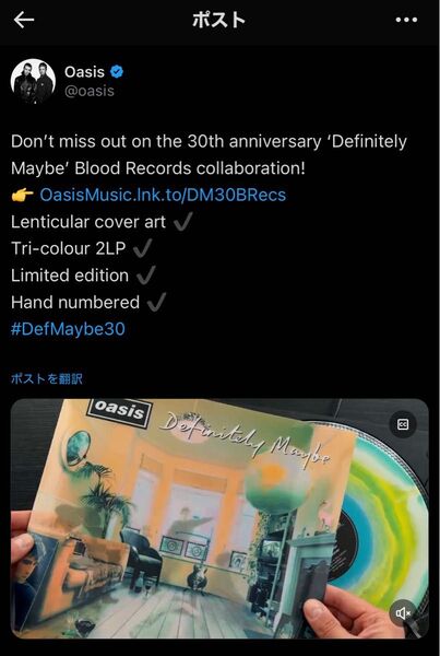 【30周年】Definitely Maybe / オアシス oasis アナログレコード