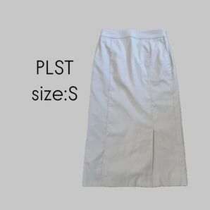PLST プラステ コットンリネンブレンド ライトベージュ ロングスカート スリット S