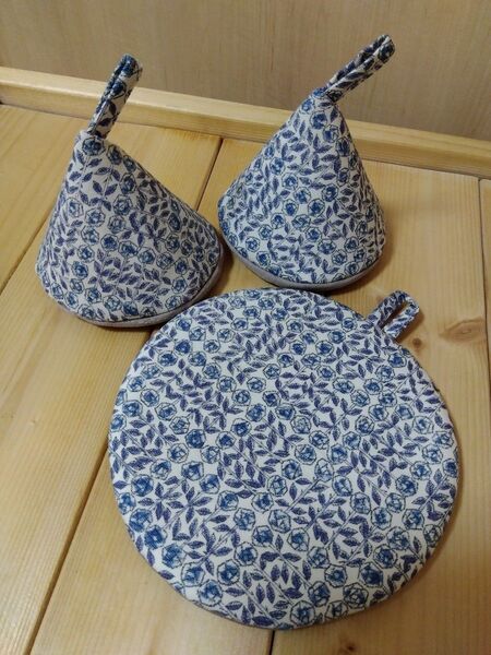 22 ハンドメイド 鍋つかみ 鍋敷き リバティプリント ミナペルホネン 3点セット