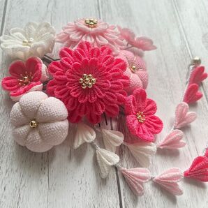 つまみ細工 髪飾り 中5 ピンク