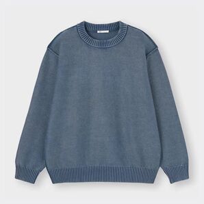 【残り1点/人気完売品】GU名作 ウォッシュドクルーネックセーター ブルー ブルーグレー ダークブルー マルジェラ風