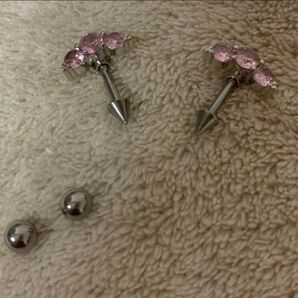 新品 ステンレス 14G ペア ピアス ヘリックス ジュエル アンテナ ピンク アクセサリー