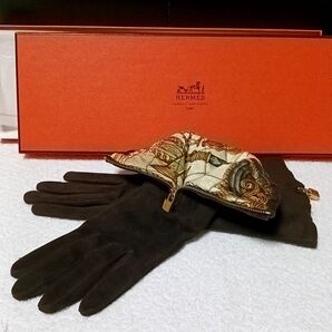 エルメス HERMES グローブ 手袋 サイズ6 スエード ケリー カデナ チャーム