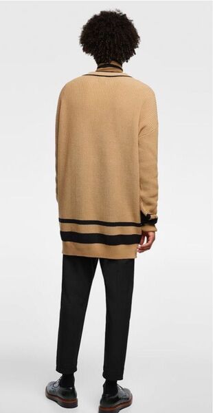 M ZARA ロング丈Vネックチルデンニット