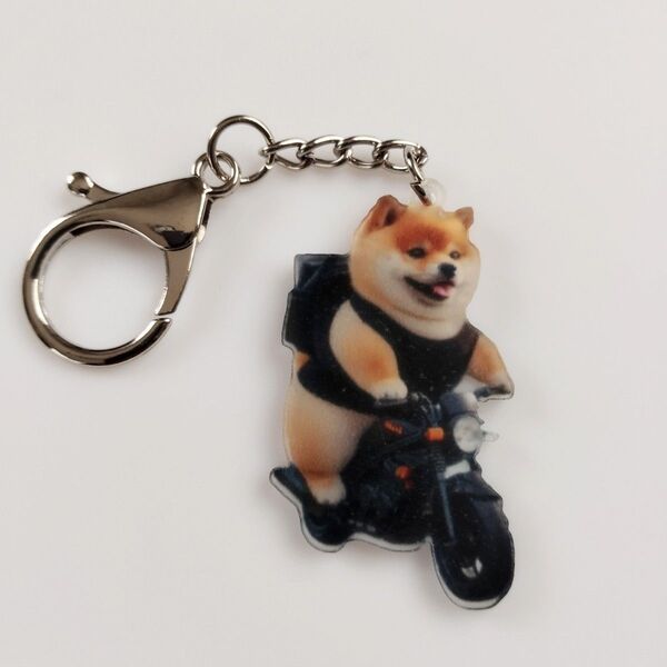 【新品】柴犬・アクリルキーホルダー ライダーだワン!