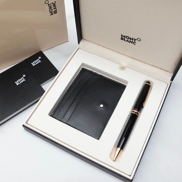 未使用 モンブラン|MONTBLANC 164BP&ブラックポケットホルダー6cc 118908 パスケース