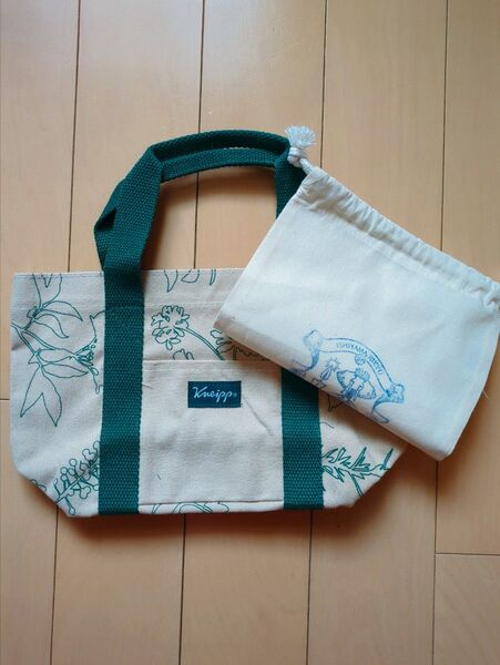 トートバッグ ハンドバッグ エコバッグ サブバッグ 巾着袋 お弁当 ベージュ グリーン 緑