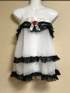  baby doll * camisole * cosplay * white & black * race & ribbon *M size * unused goods 